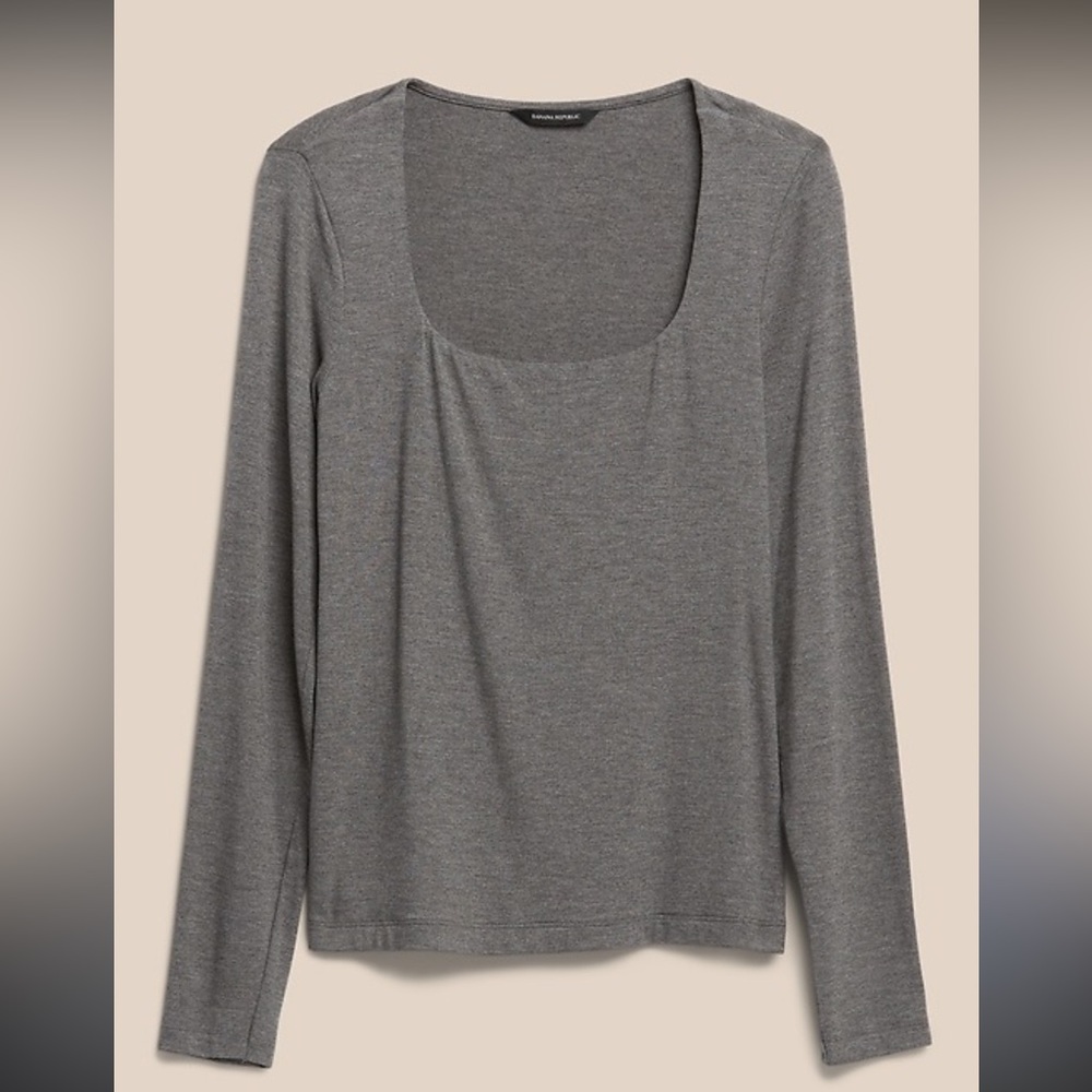 Banana Republic Gray Square Neck Women's Long Sleeve Top NWT size XS